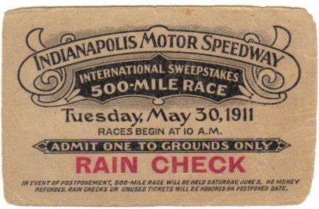 Il biglietto della "500 Miglia di Indianapolis" 1911