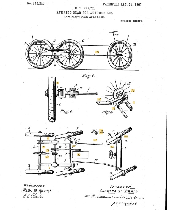 Un estratto del brevetto depositato da Pratt (1907)