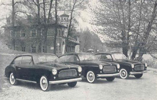 La produzione 1951 della Carrozzeria Accossato. Al centro la berlina Fiat 1400 premiata al Concorso di Eleganza del Pincio di Roma